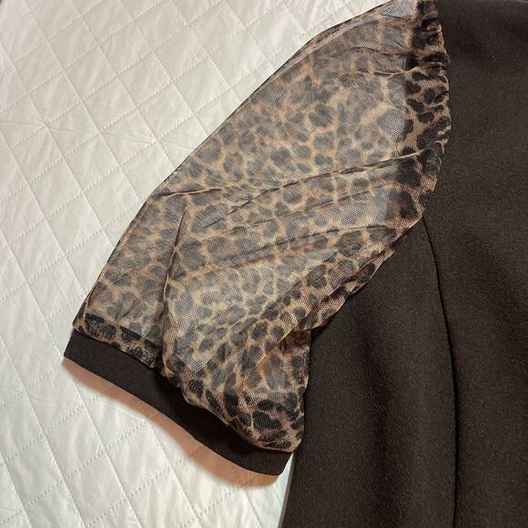 MIM'S CREAZIONI  Chocolate Leopard Sleeves Cocktail Party Dress Italy Sz M NWT - Picture 6 of 11